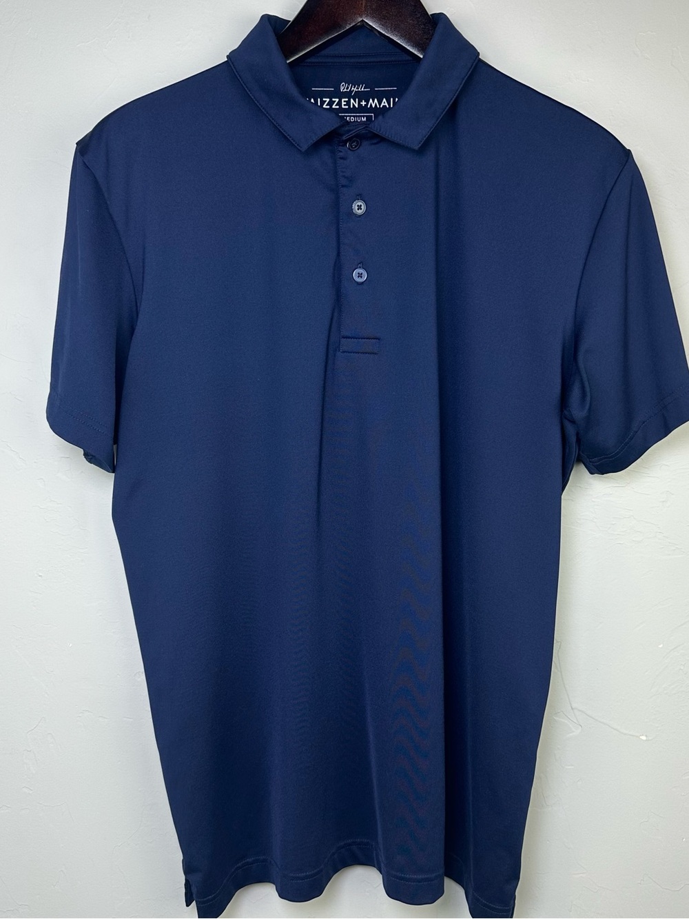Mizzen + Main Phil Mickelson Performance Golf Polo Mens M Navy Blue Stretch - Picture 2 of 10